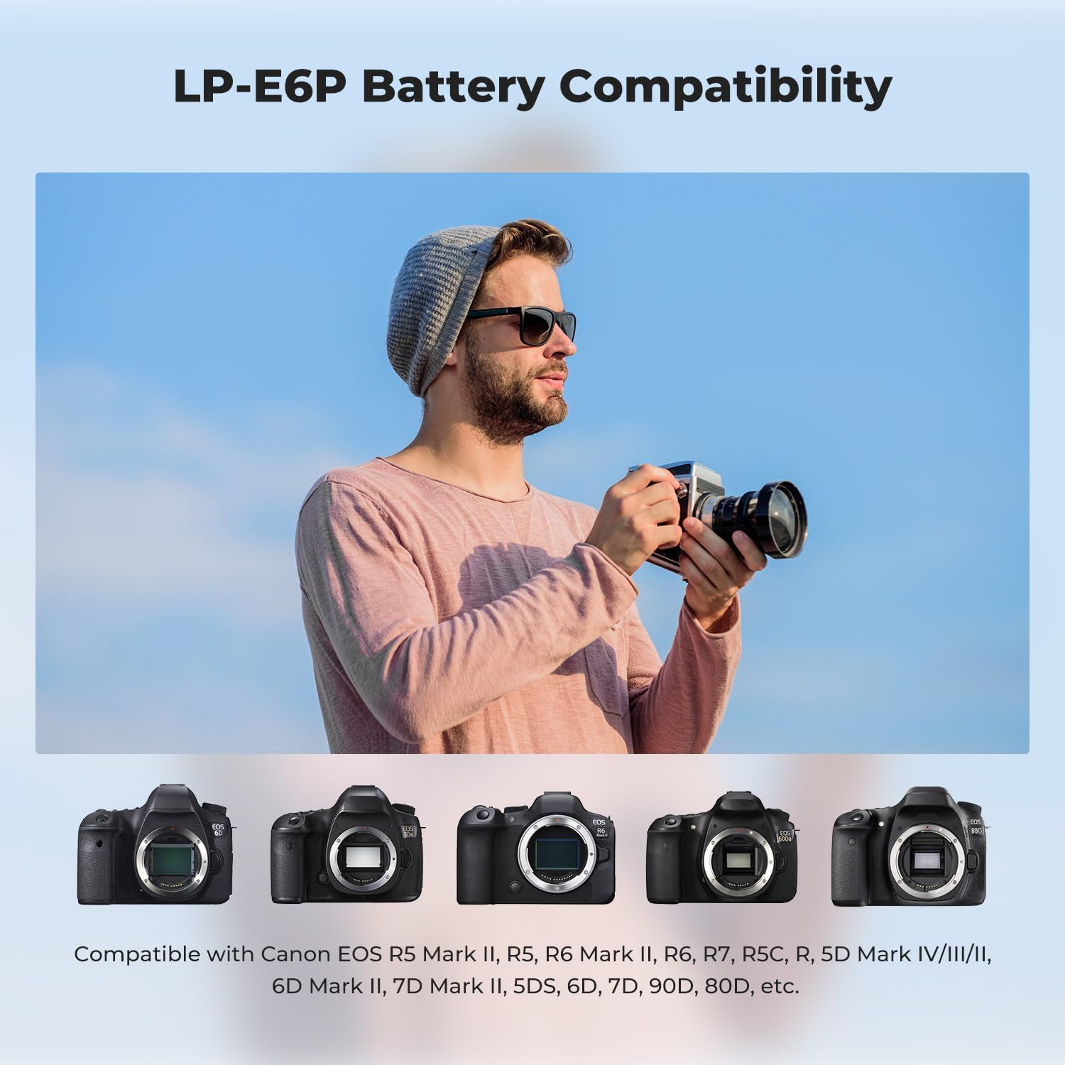 Detalle de K&F CONCEPT LP-E6P Akku 2520 mAh – Ersatzakku für Canon EOS R5/R6 und mehr (2er-Pack)