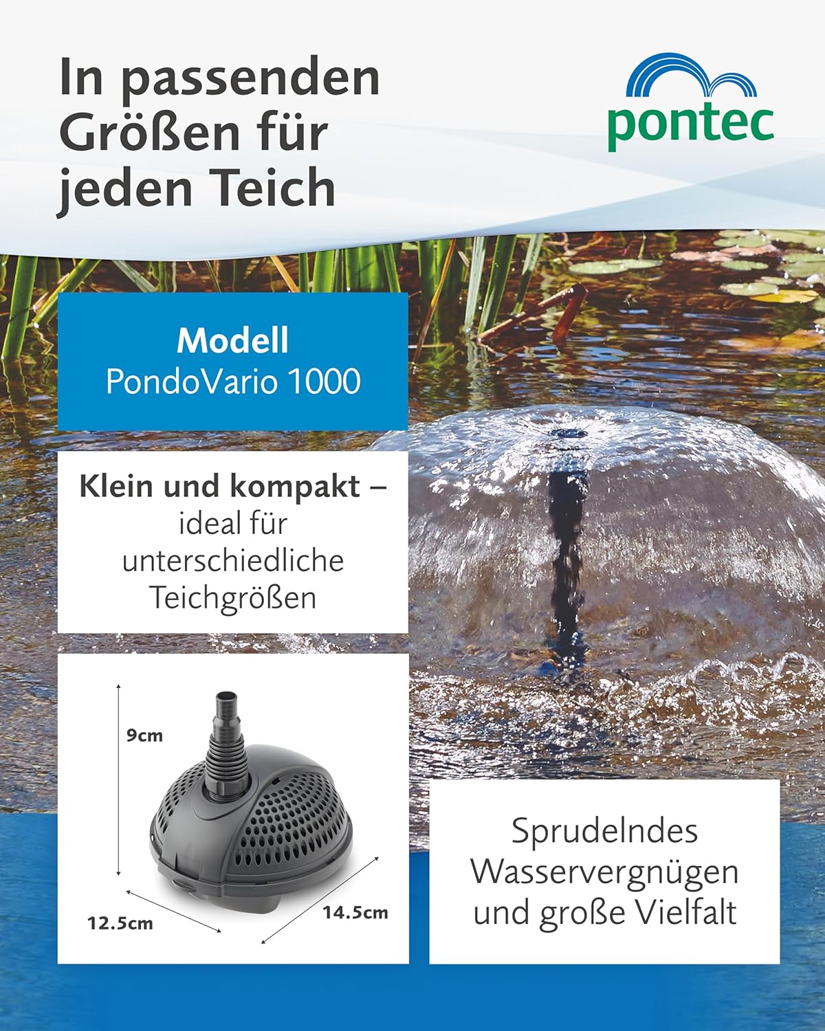 Thumbnail 5 de Pontec PondoVario 1000 Teichpumpe – Wasserspiel 🎛