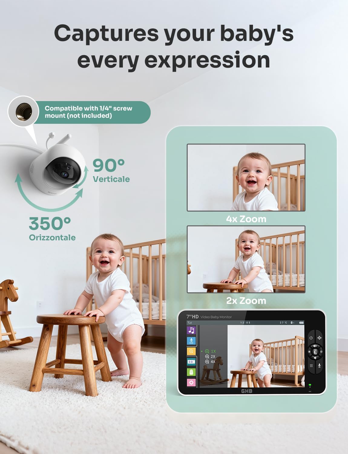 Detalle de GHB 7 inch Baby Monitor with Camera