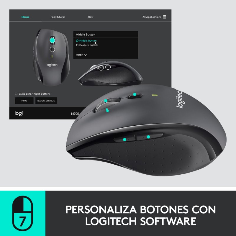 Thumbnail 2 de Logitech M705 Marathon — ratón inalámbrico 1.000 DPI 🖱