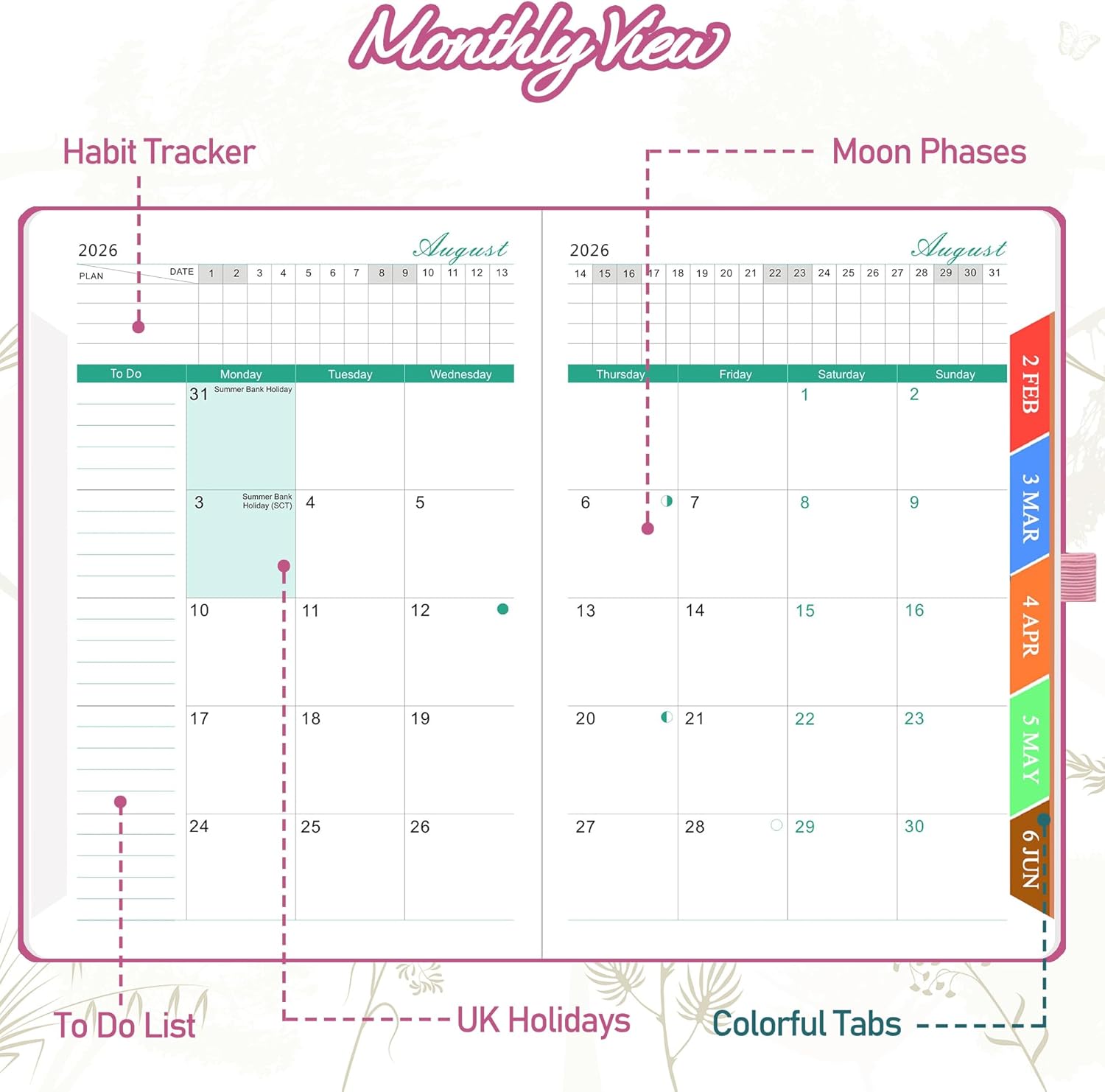 Thumbnail 2 de Academic Diary 2026–2027: Page a Day A5 with Monthly View (Aug 2026–Jul 2027) in Pink