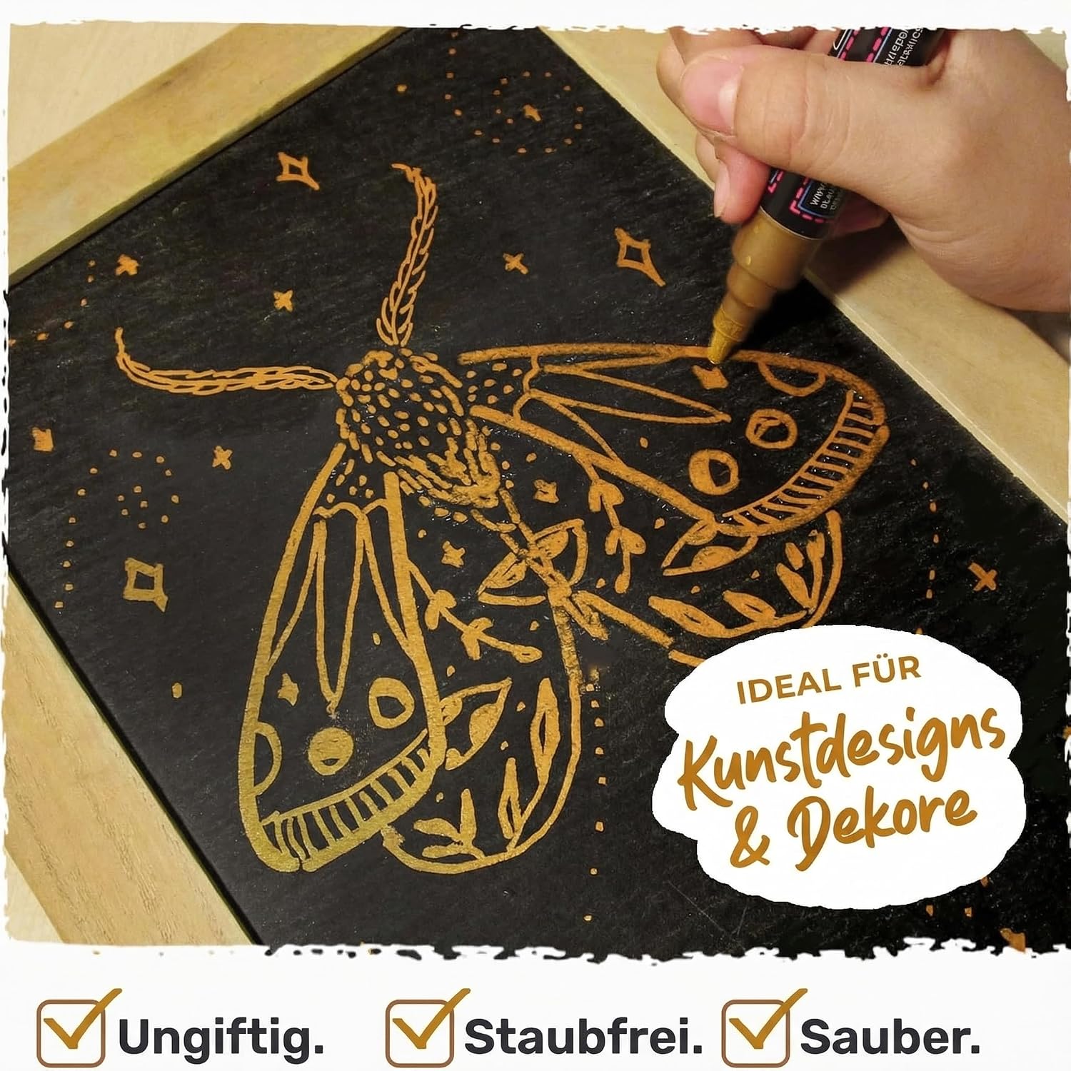 Detalle 2 de Chalkola Kreidestifte für Tafel & Glas – 10 Metallic Marker mit 6 mm umkehrbarer Spitze