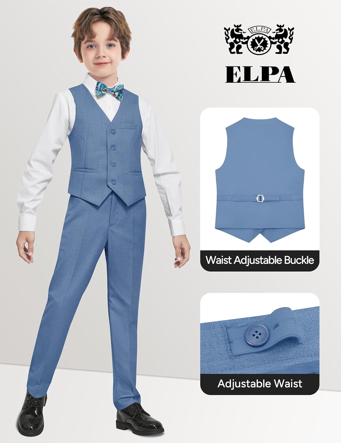 Detalle de ELPA ELPA Born for All Wonderful Things Boys' Formal Suit Vest Set with Suspenders