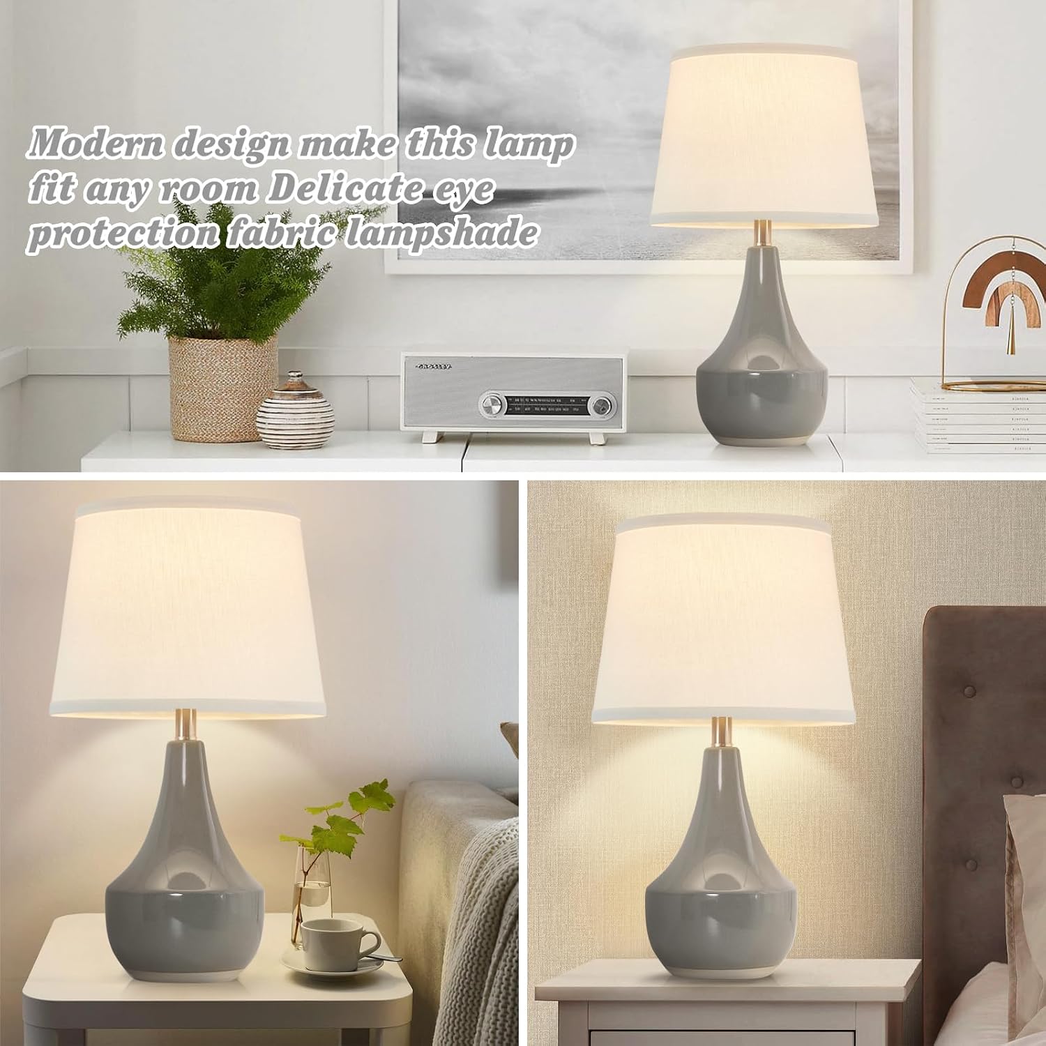 Detalle de GyroVu T00173 Table Lamp Set of 2, Ceramic Bases, Warm LED Bulbs