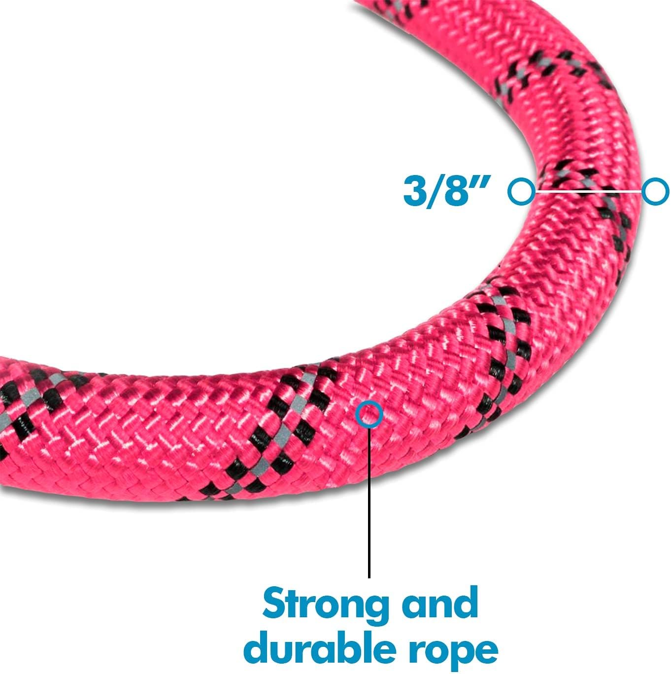 Detalle de Edipets Hundeleine mit gepolstertem Griff, 360° Clip & reflektierend – 150 cm (Rosa)