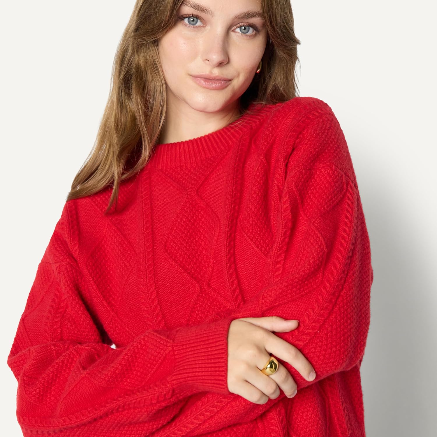 Thumbnail 4 de Amazon Essentials Damen Relaxed-Fit Pullover mit Rundhalsausschnitt und Zopfmuster