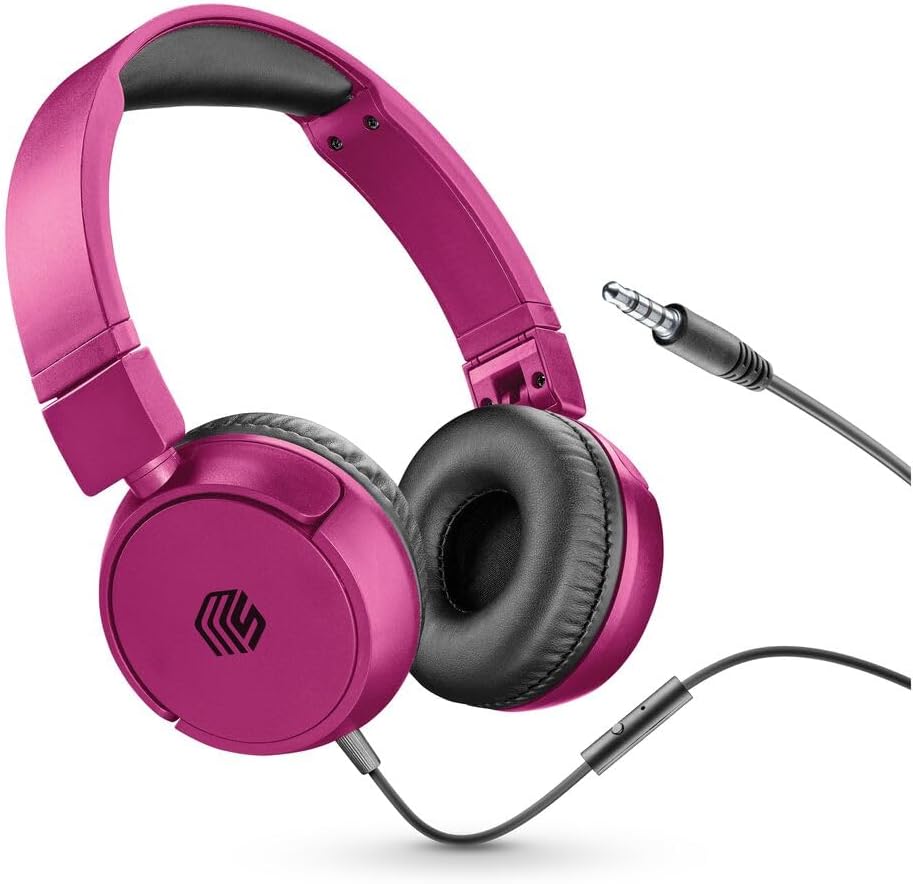 Detalle de Music Sound Casque Fil Basic — Supra-auriculaire, bandeau rétractable, micro intégré, câble anti-nœuds 1,2 m, rose