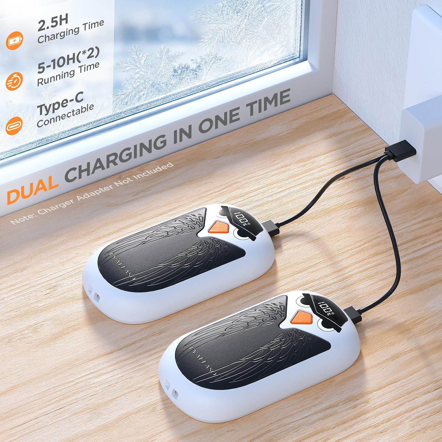 Detalle 1 de FYALLASO YI08 Rechargeable Hand Warmers, 2-Pack with LED Display