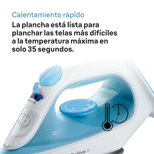 Detalle de Braun TexStyle 1 SI1029BL: plancha de vapor con suela antiadherente y calentamiento rápido