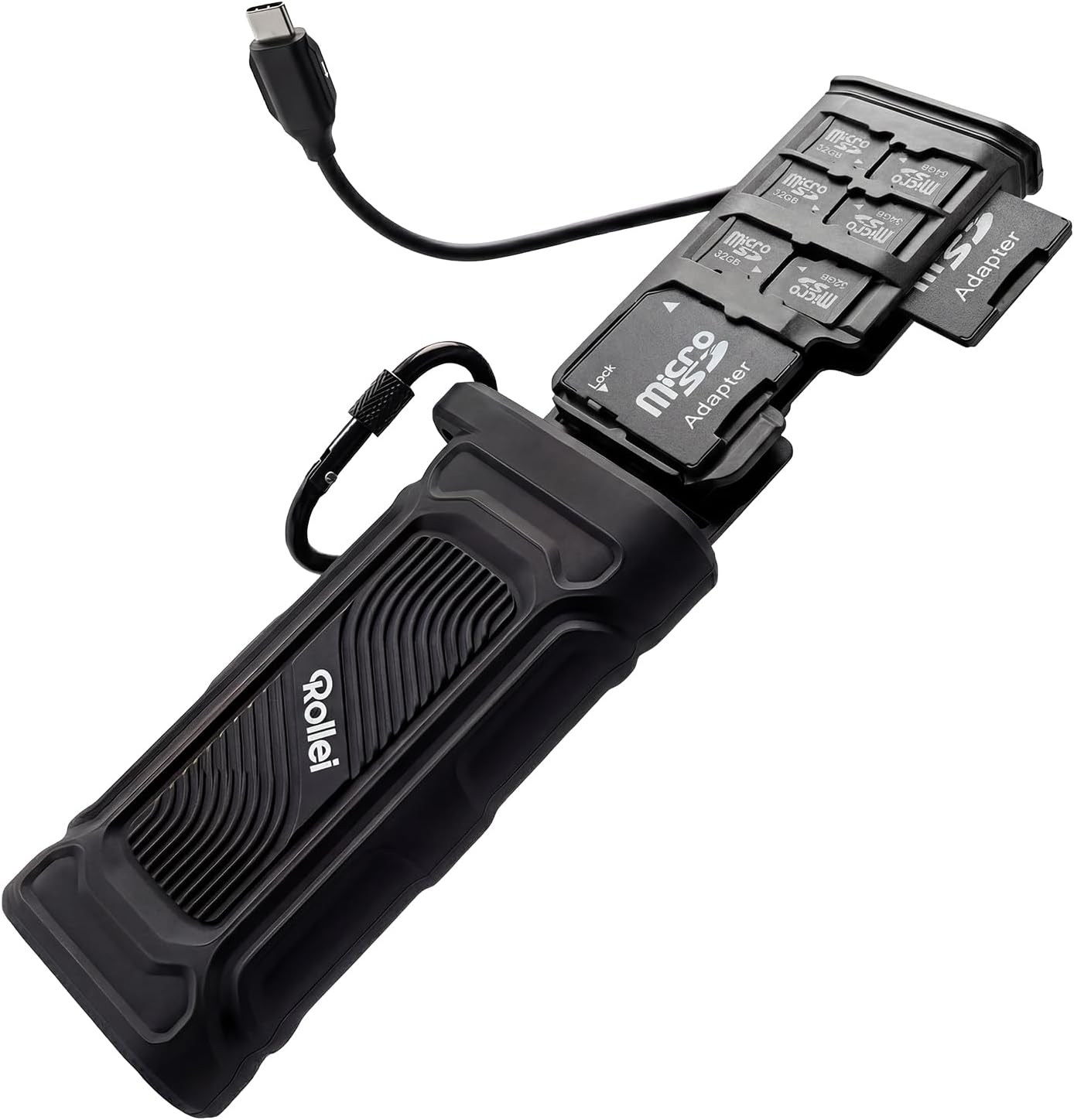 Detalle de Rollei 2 in 1 Travel Kartenlesegerät & Etui – USB-C 3.2 OTG mit Speicherstaurausgleich