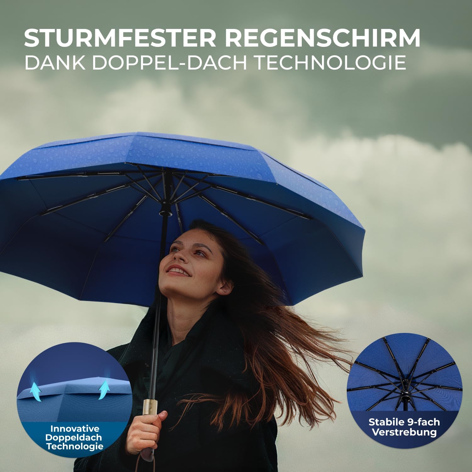 Detalle 2 de LOGAN & BARNES Taschenschirm sturmfest Amsterdam 103 cm