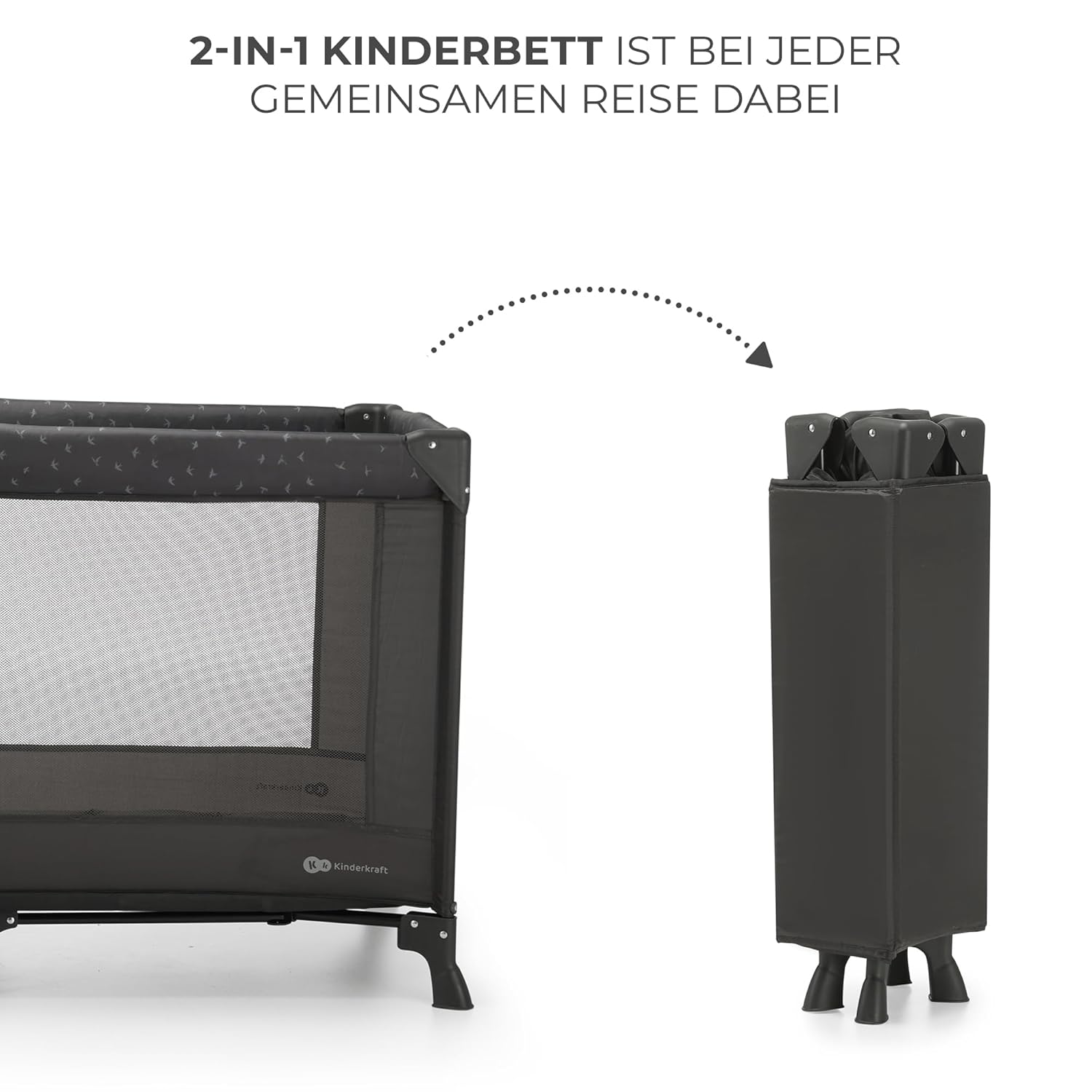 Detalle 2 de Kinderkraft JOY LIGHT Reisebett: kompaktes, sicheres Babybett für Zuhause und unterwegs