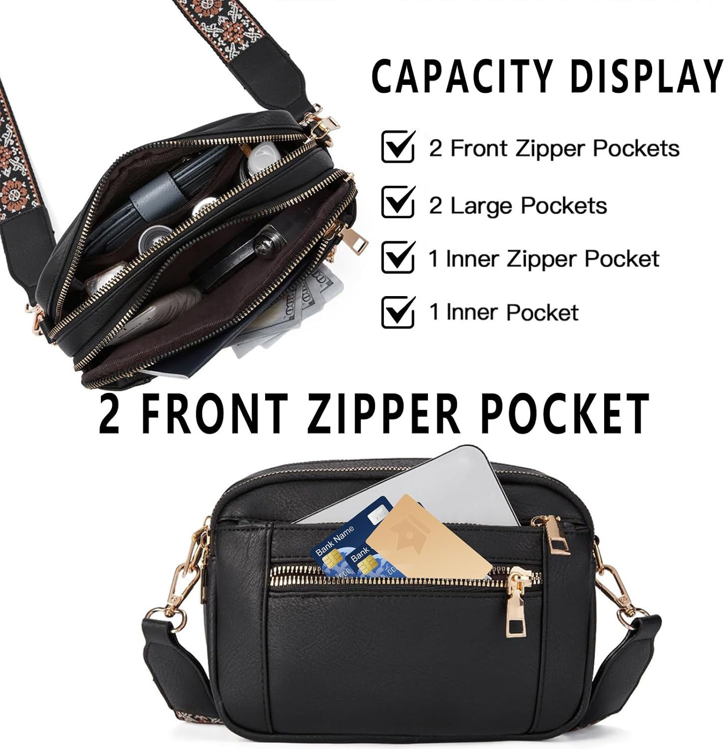 Detalle de Farcauo Umhängetasche für Damen & Herren – Crossbody-/Crossbody-Bag mit Schultergurt, Kunstleder-Optik