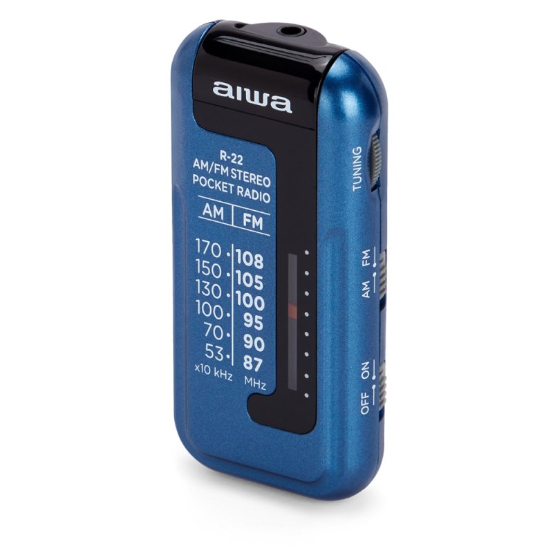 Detalle 2 de Aiwa R-22BL Mini radio AM/FM azul