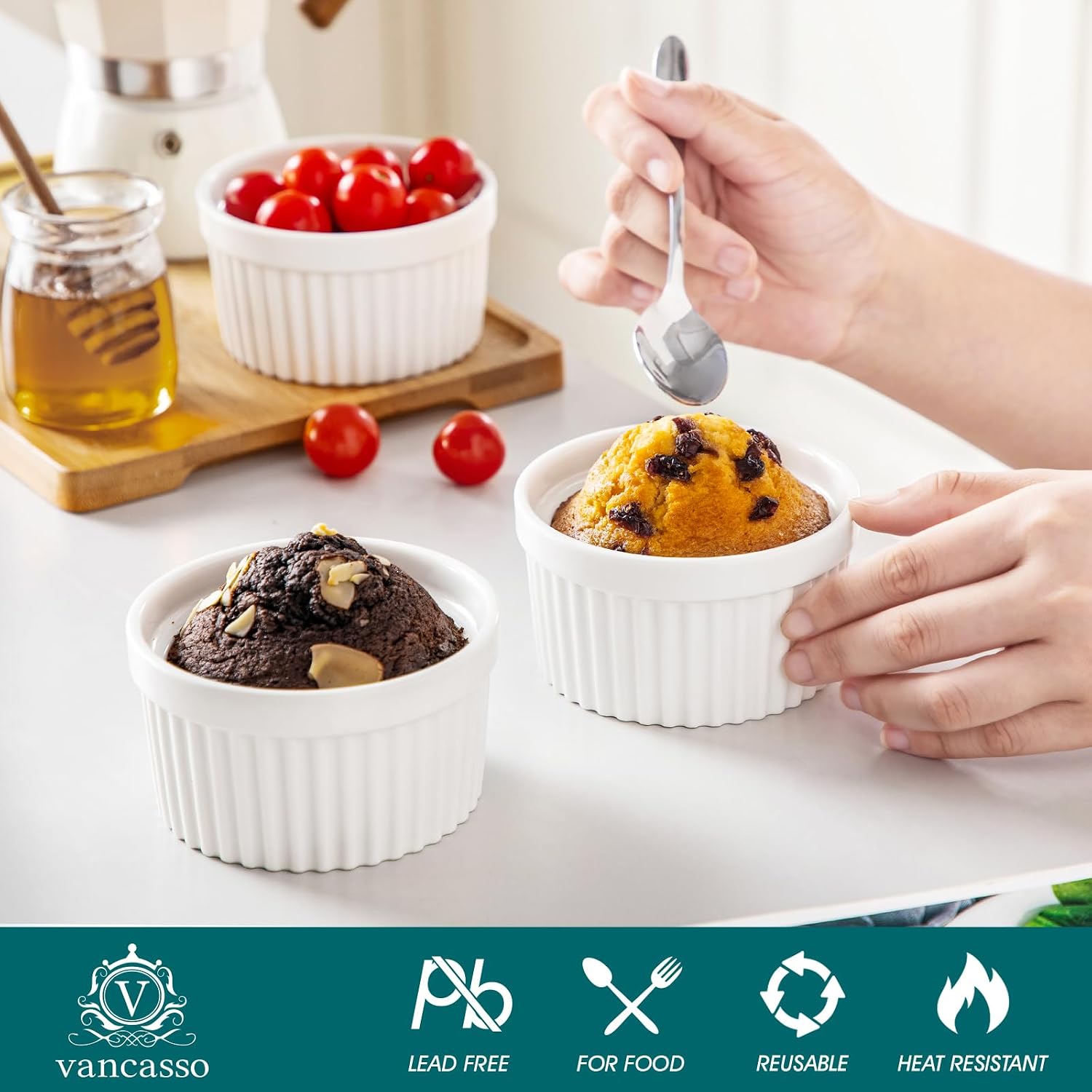 Detalle de vancasso 8 oz Ramekins with Lid for Baking