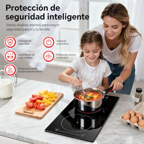Thumbnail 4 de SNDOAS Placa Vitrocerámica 2 Fuegos 3000W con Enchufe – Encastre/Portátil