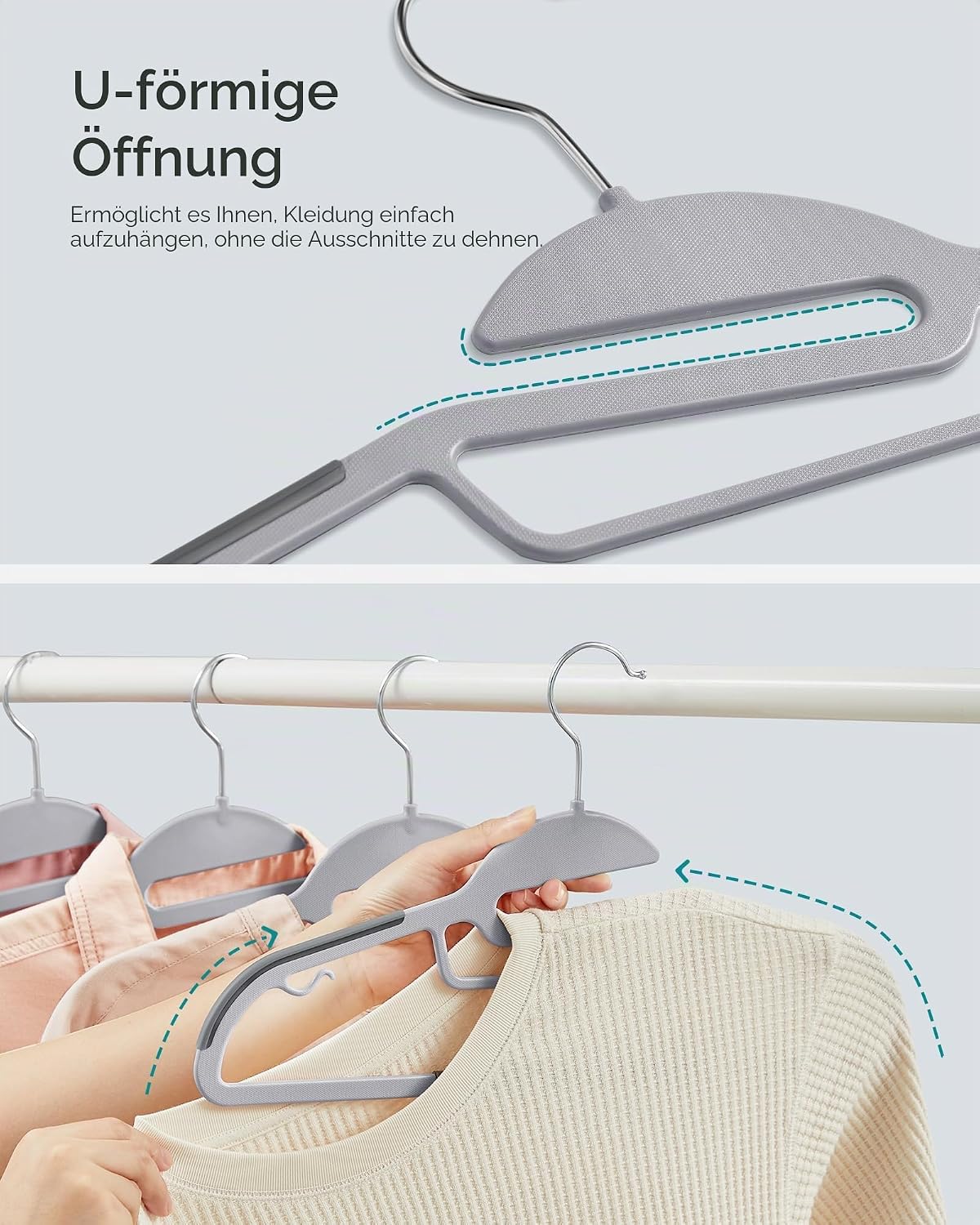 Detalle de SONGMICS Kleiderbügel 20er Set mit 360° Haken