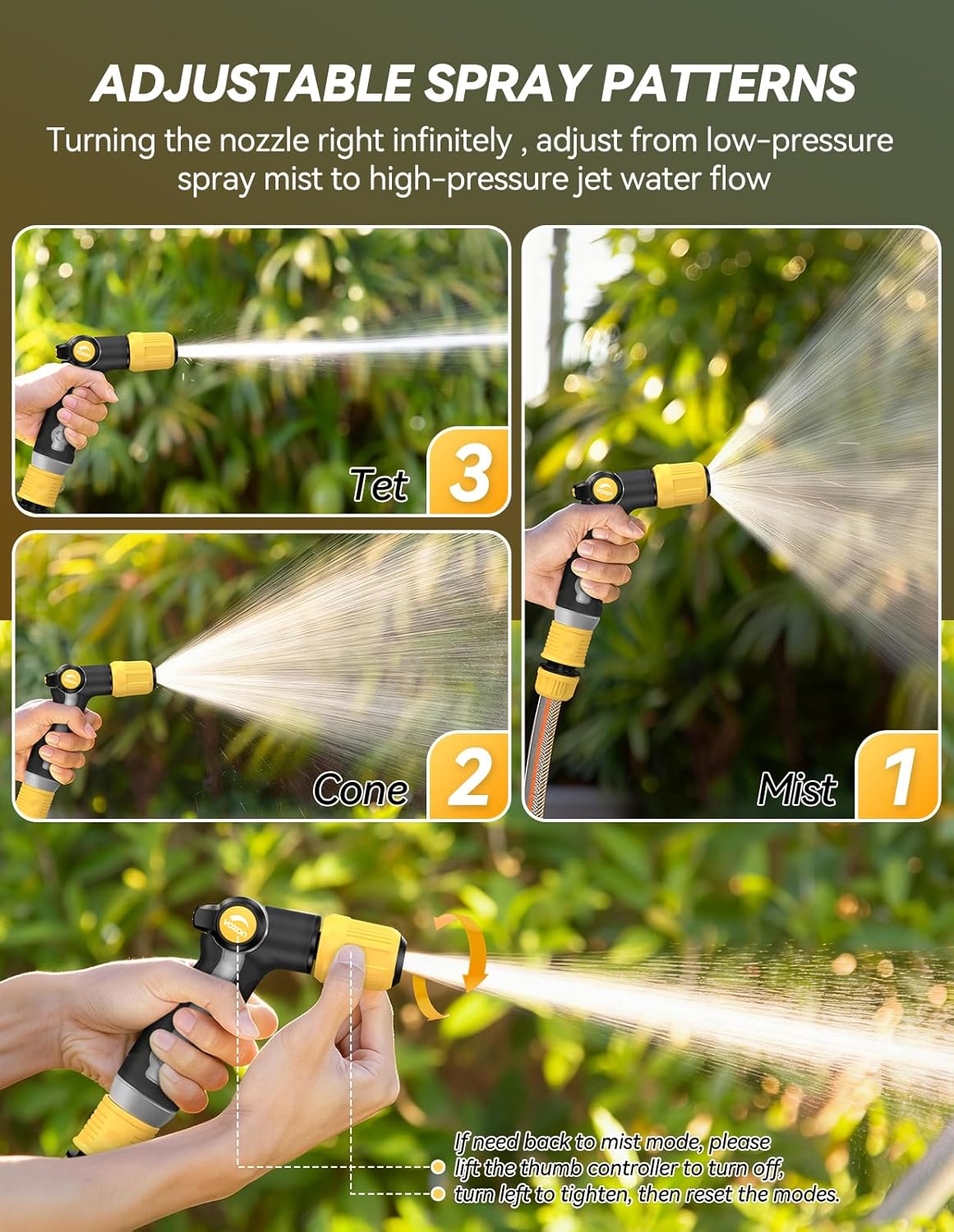 Thumbnail 4 de VOXON Metal Hose Pipe Spray Gun: Heavy‑Duty UK 3‑Pattern Sprayer with Thumb Flow Control