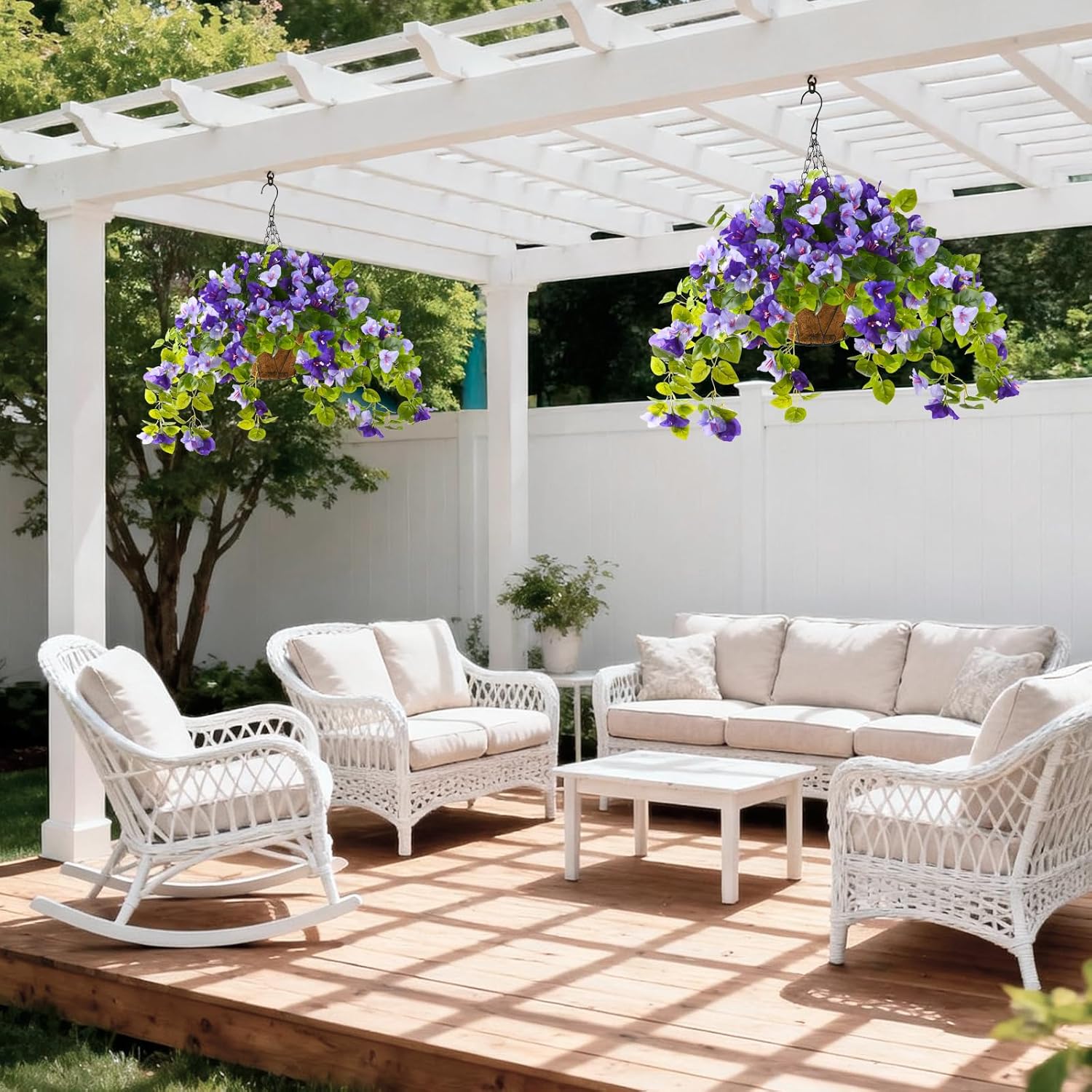 Thumbnail 6 de Homsunny Artificial Bougainvillea Hanging Flowers with Basket for Outdoor Décor