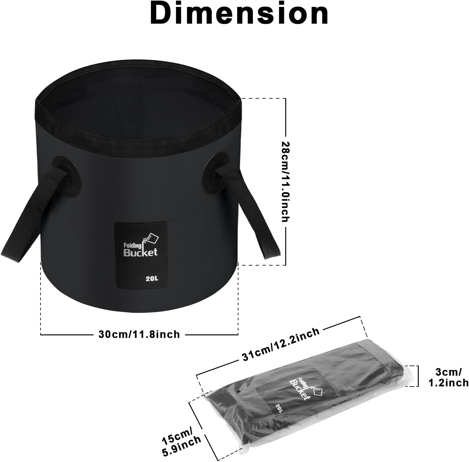 Detalle de Folding Bucket 20L – Foldable Camping Storage Container, Portable and Durable
