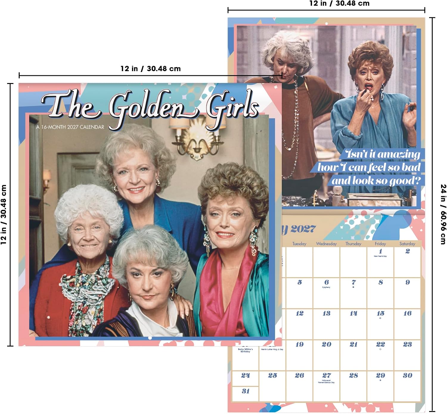 Thumbnail 6 de 2027 Golden Girls Wall Calendar, 16-Month Layout, 12" x 12