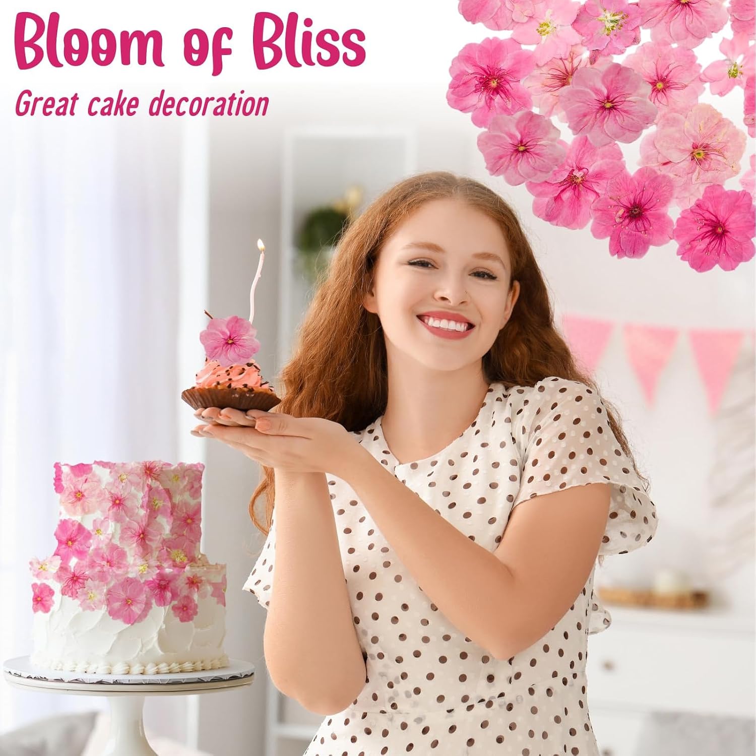 Thumbnail 6 de Celblisora 96 Stück Rosafarbene Natürlich Getrocknete, Gepresste, Essbare Blumen – für Kuchendekoration, Cupcake-Topper und DIY-Kunsthandwerk