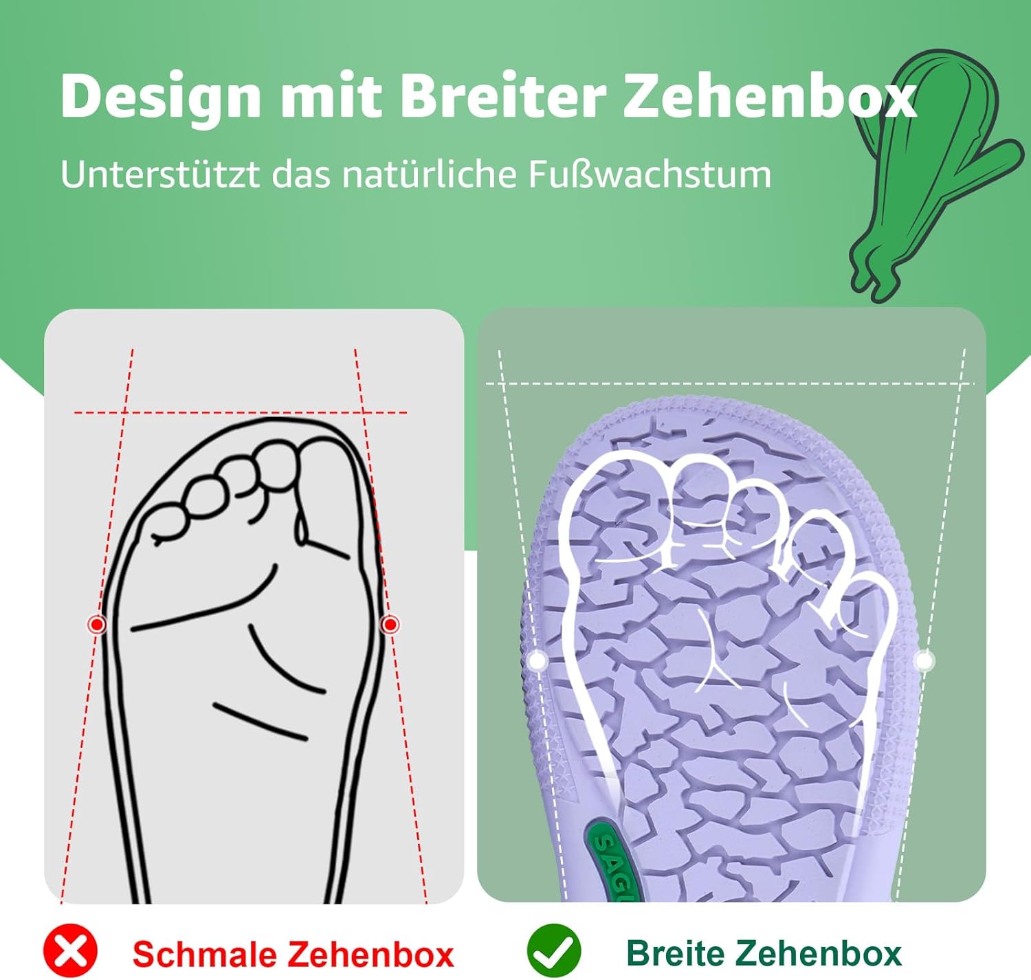 Thumbnail 1 de SAGUARO Barfußschuhe Kinder – Barfuß Sneaker mit breiter Zehenbox, Klett und rutschfester Sohle (Gr. 25–36)