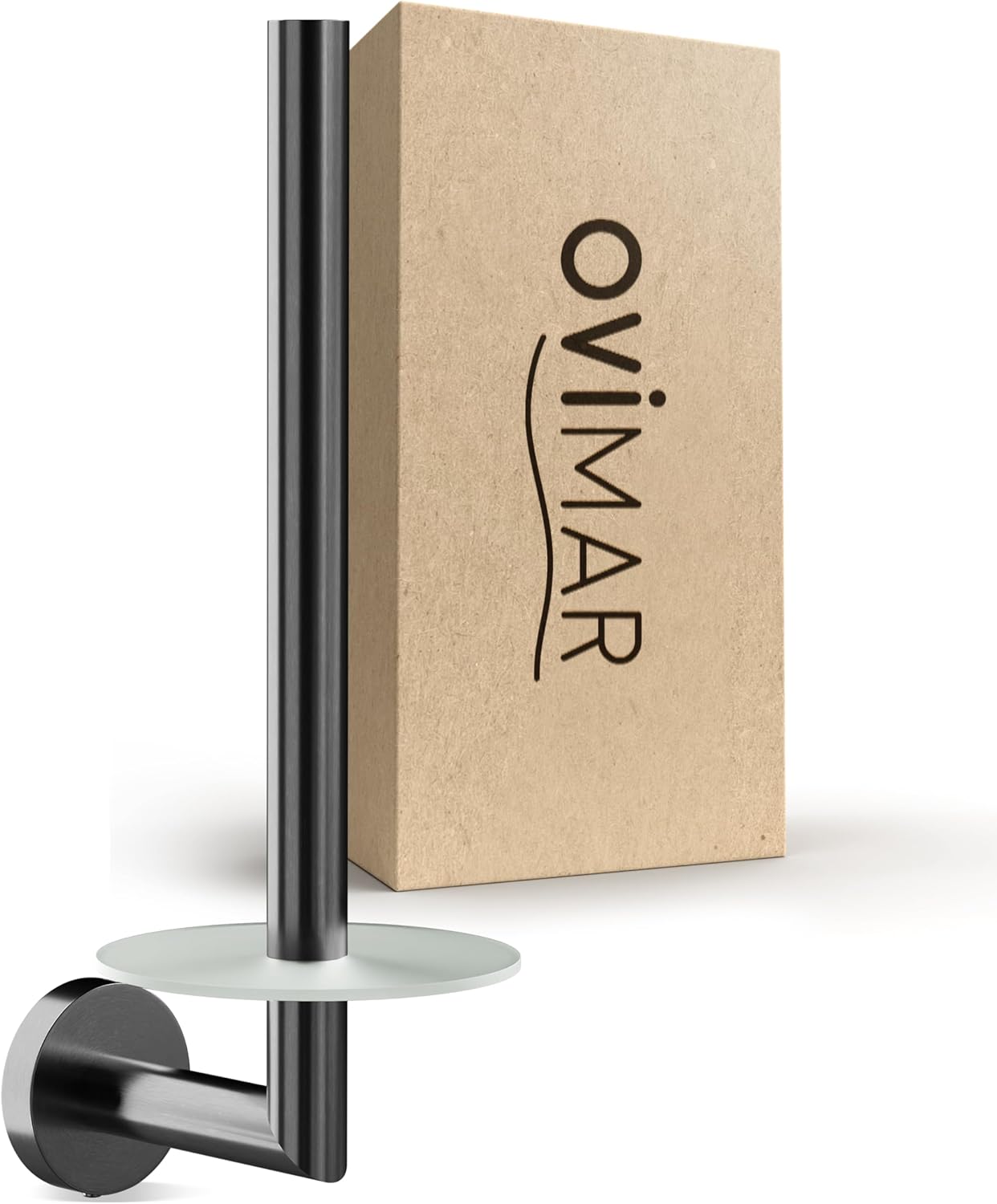Thumbnail 6 de ovimar Hesselo Porte-Rouleau argenté à coller – support mural sans perçage, acier inoxydable et verre