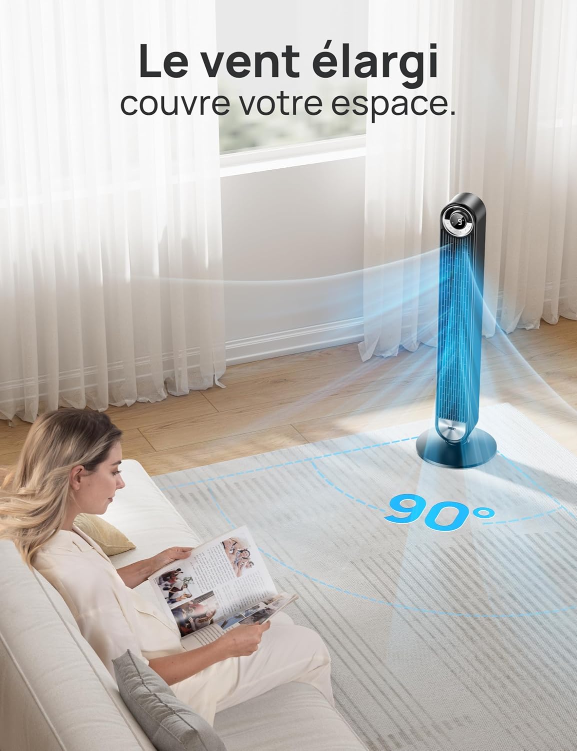 Thumbnail 3 de DREO Cruiser Pro 106 cm : ventilateur tour intelligent avec WiFi Alexa, contrôle APP et télécommande