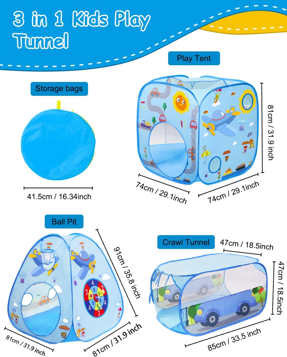 Thumbnail 2 de MAIKEHIGH 3 in 1 Kids Play Tent