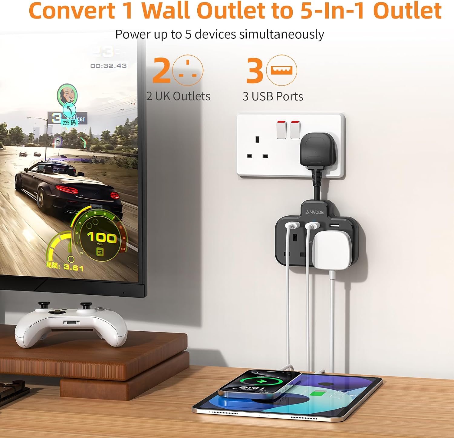 Detalle 2 de Double Plug Adaptor with USB 3250W