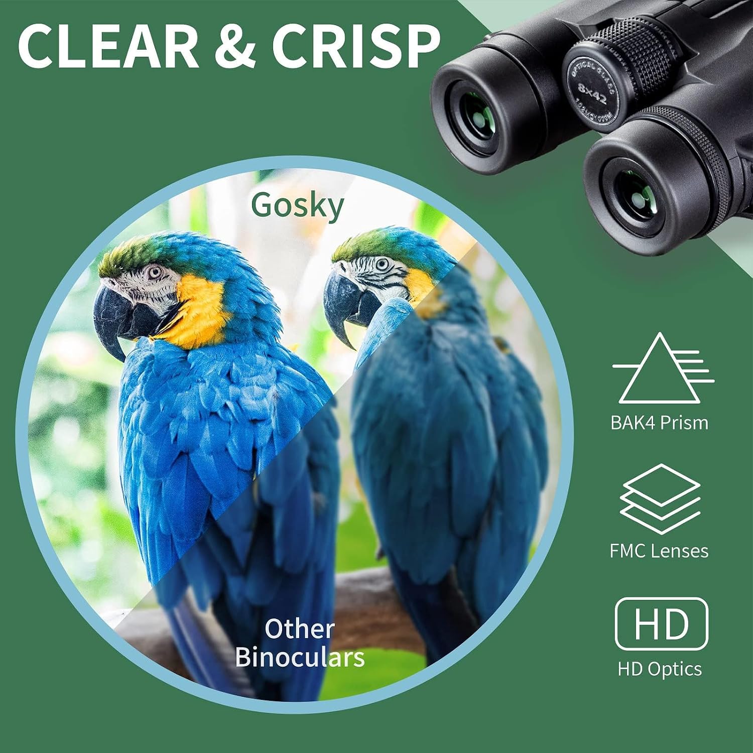 Thumbnail 1 de Gosky 8x42 Roof Prism Binoculars for Adults — Waterproof, with Phone Mount and Tripod