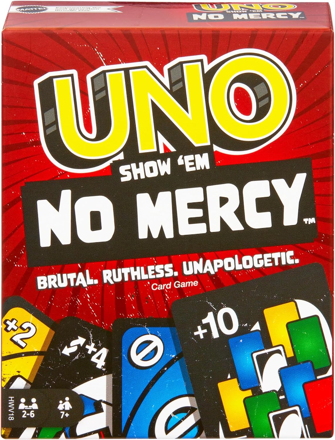 Detalle de UNO No Mercy Mattel Games, 56 nuove carte