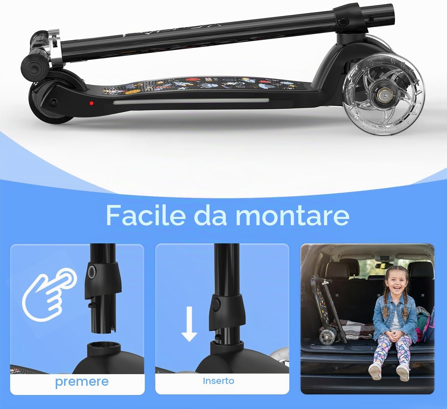 Thumbnail 5 de TONBUX Monopattino Bambini 3-8 Anni con Ruote e Vassoio Luminoso – Lean-to-Steer e Altezza Regolabile