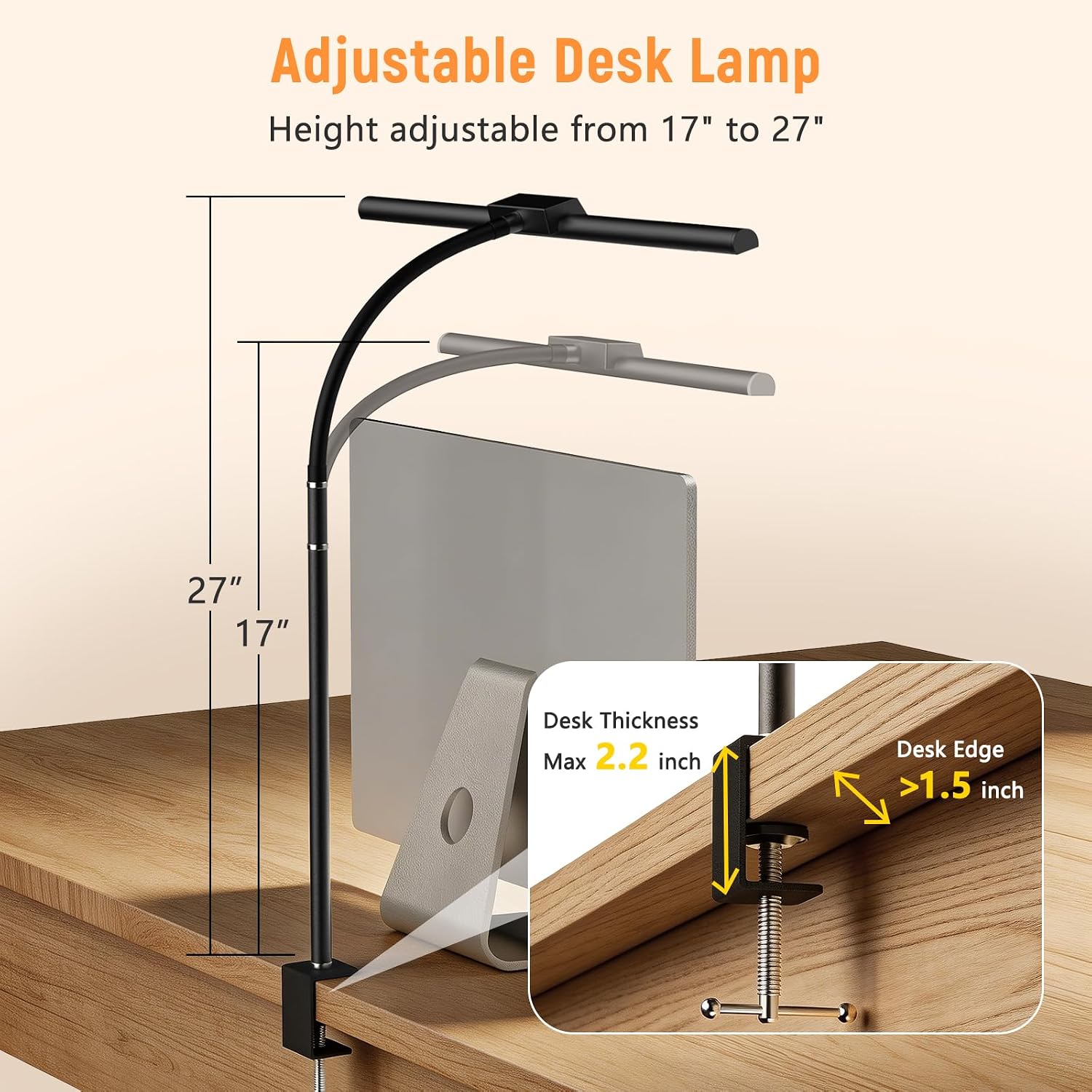 Thumbnail 5 de ZenBeam ASP1 LED Desk Lamp with Clamp, 5 Color Temperatures and Dimming