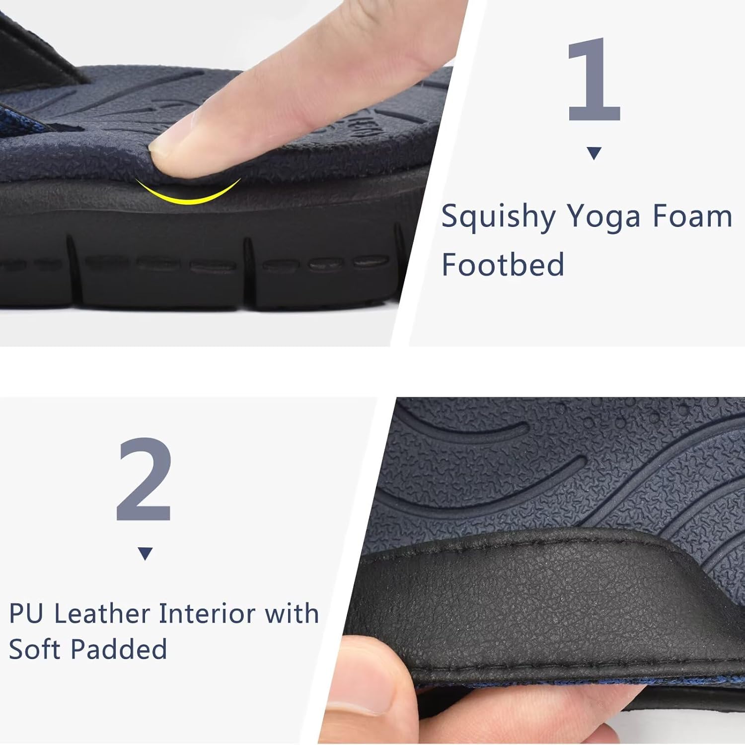 Thumbnail 3 de KuaiLu Damen Flip-Flops aus weichem Leder/Stoff – rutschfeste Badelatschen für Sommer, Strand & Yoga-Matten