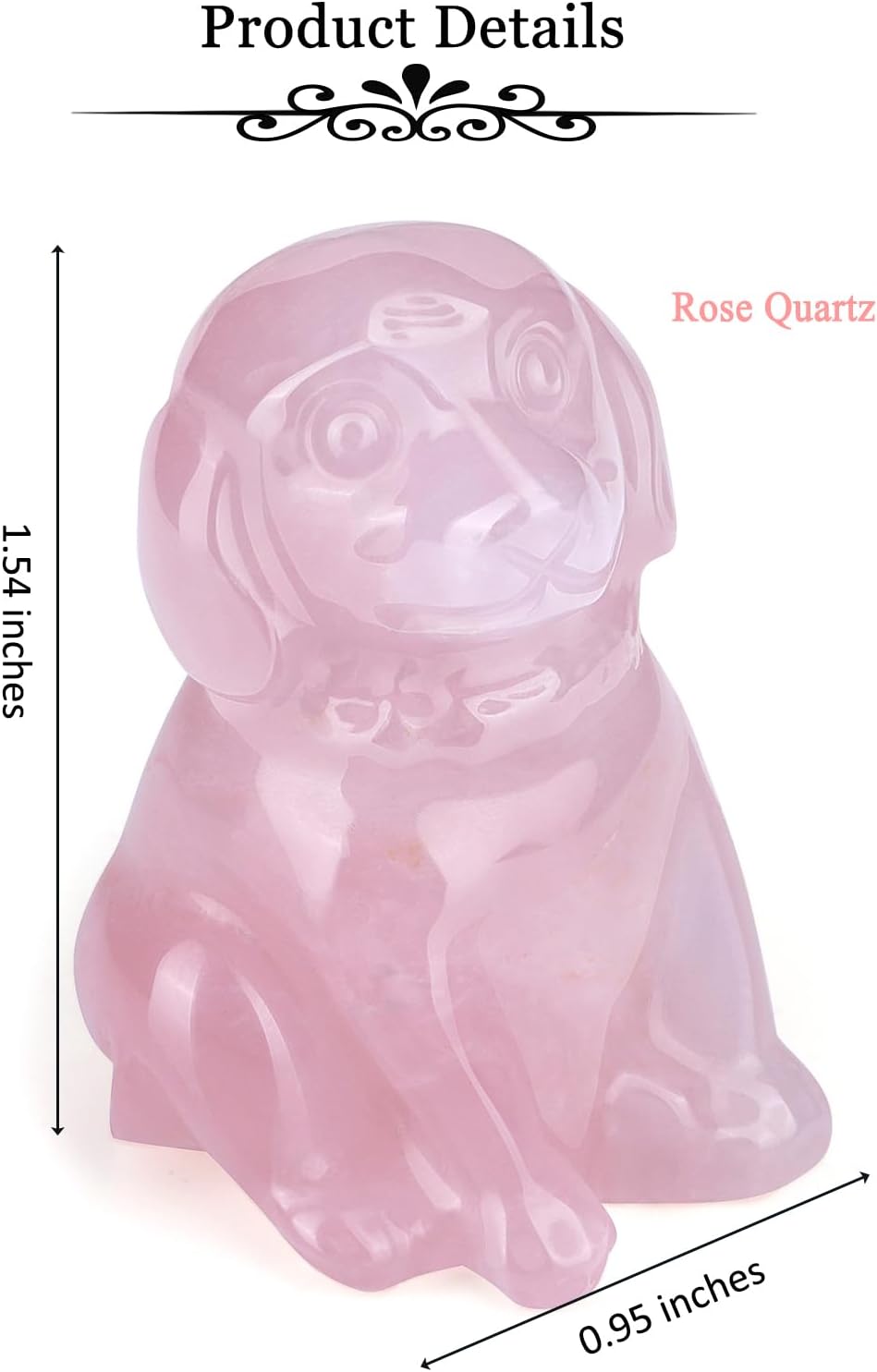 Thumbnail 5 de JSDDE Rose Quartz Crystal Dog Figurine – Hand Carved Healing Gem Ornament for Dog Lovers