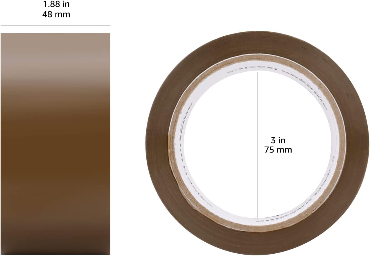 Detalle de Amazon Basics Nastro adesivo per imballaggio 48 mm x 66 m, confezione da 6 rotoli