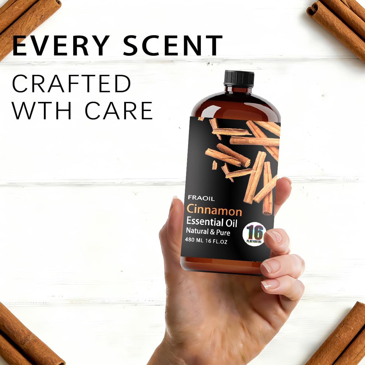 Detalle de FRAOIL Cinnamon Essential Oil 16 oz (480 ml) for Diffuser, DIY Crafts & Aromatherapy