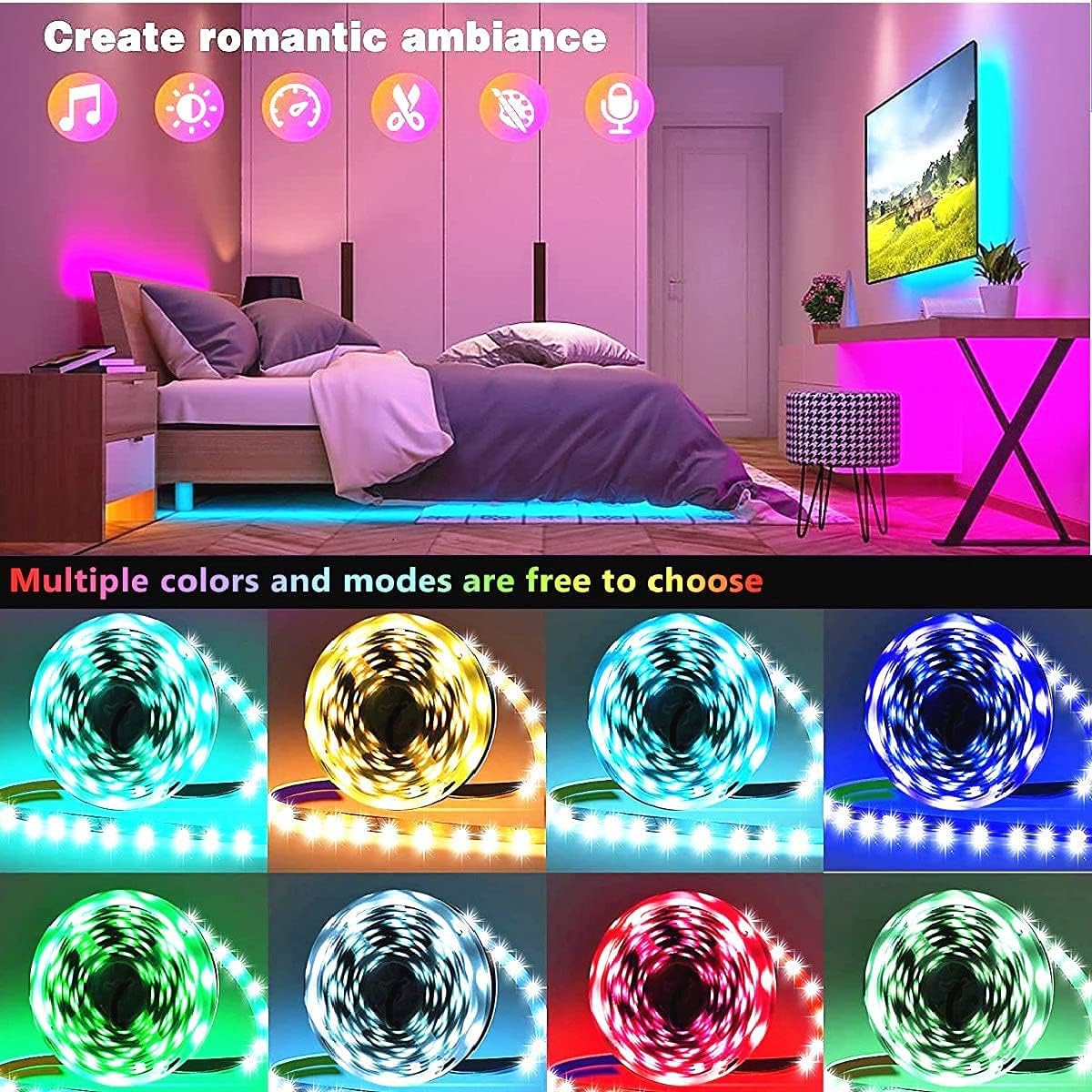 Detalle de Tenmiro LED strip lights 100 ft