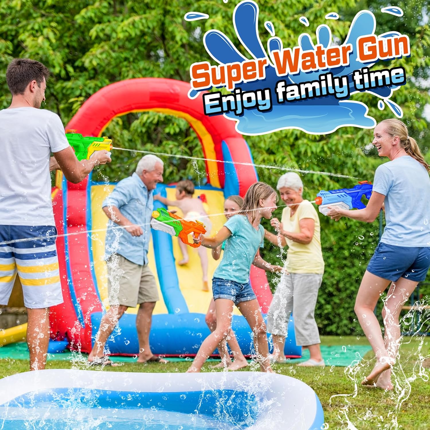Detalle 2 de Quanquer pistola ad acqua per bambini e adulti, 3 pack da 600 ml (portata fino a 8-10 m)