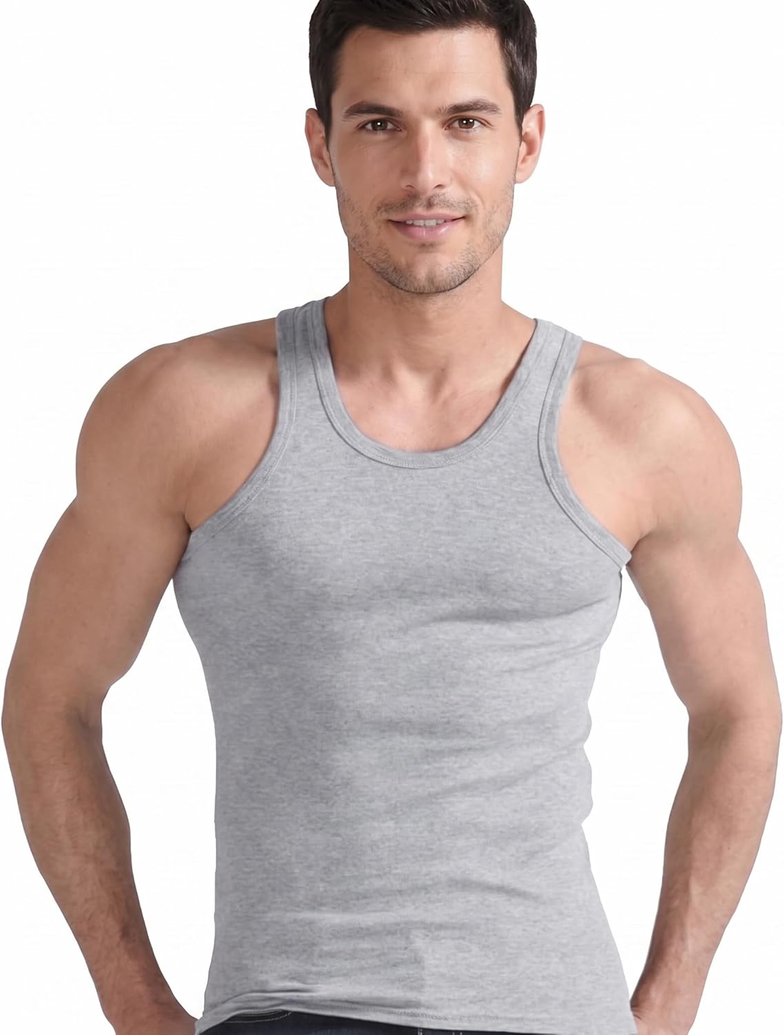 Detalle de COSHAL™ Men's Cotton Vest Tops – Sleeveless, Breathable Slim Fit for Everyday Comfort