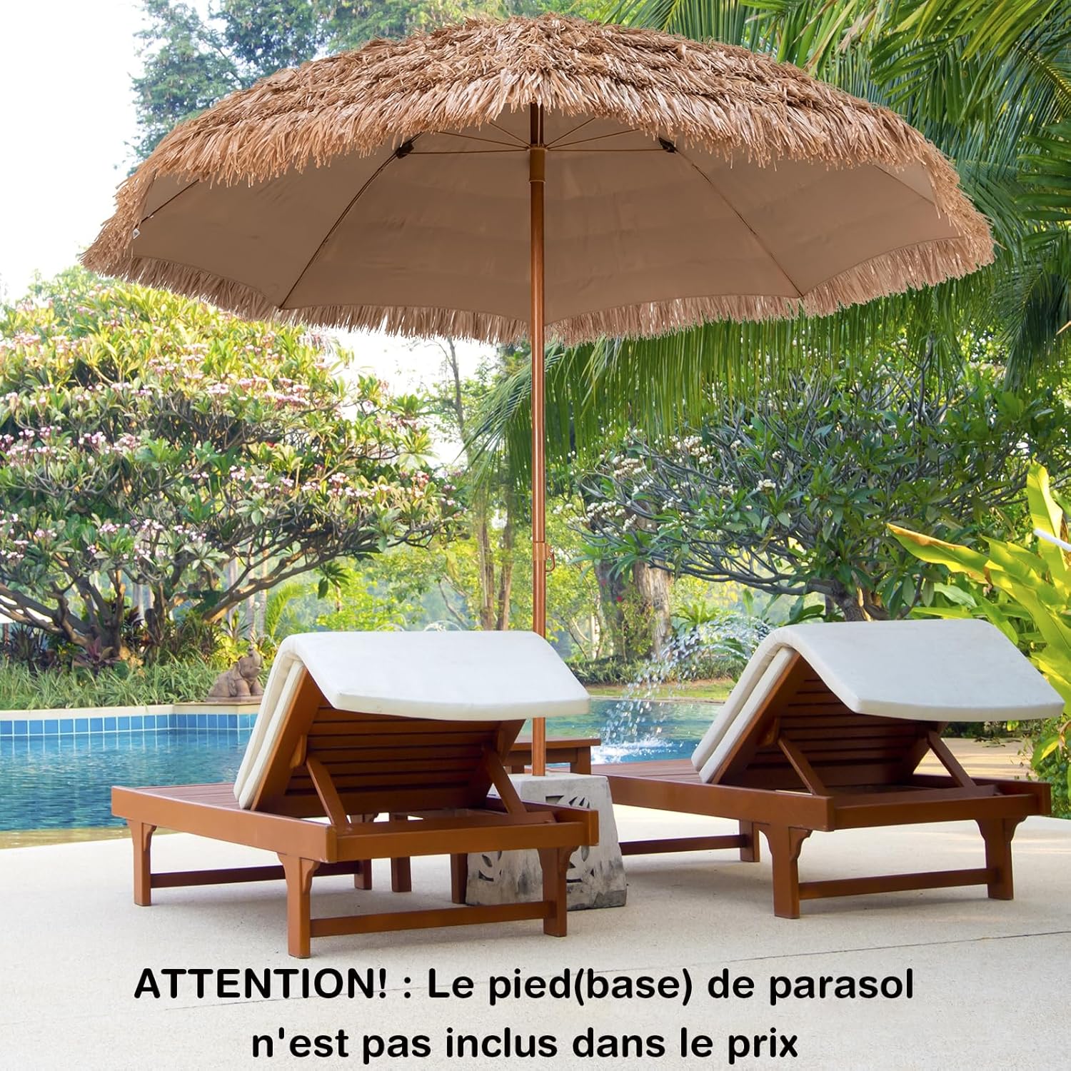 Thumbnail 6 de GOPLUS Parasol de Jardin Exterieur en Chaume PP – 2,4 m, style hawaïen avec toit, 8 baleines, 7 couches