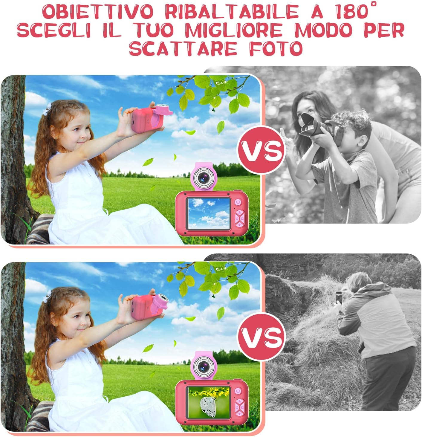 Detalle 2 de ARNSSIEN Macchina Fotografica per Bambini 2,4'' con Lente Flip 180° e Funzioni Multimediali