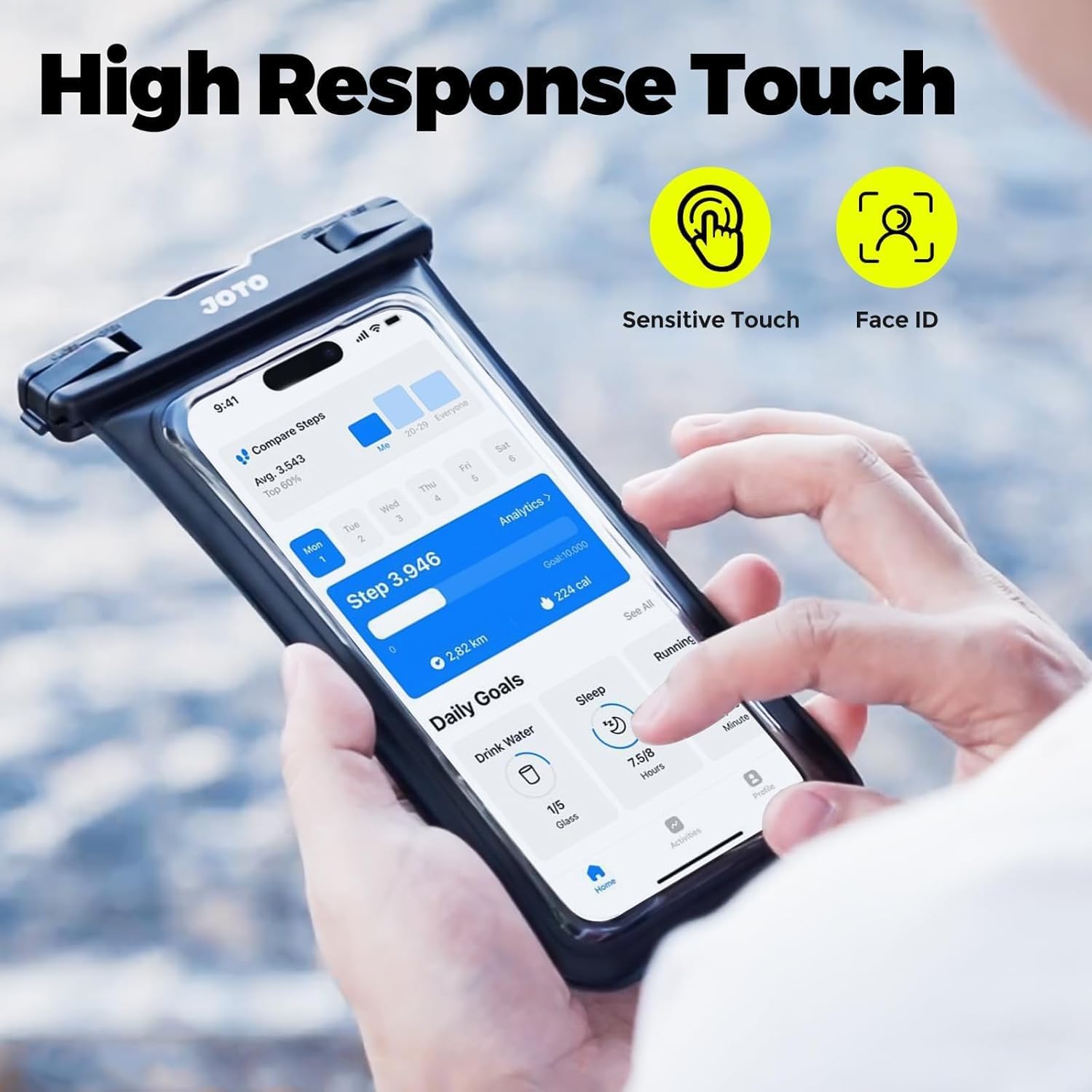 Detalle de JOTO Custodia Impermeabile Smartphone 30M/IPX8: protezione subacquea universale fino a 7
