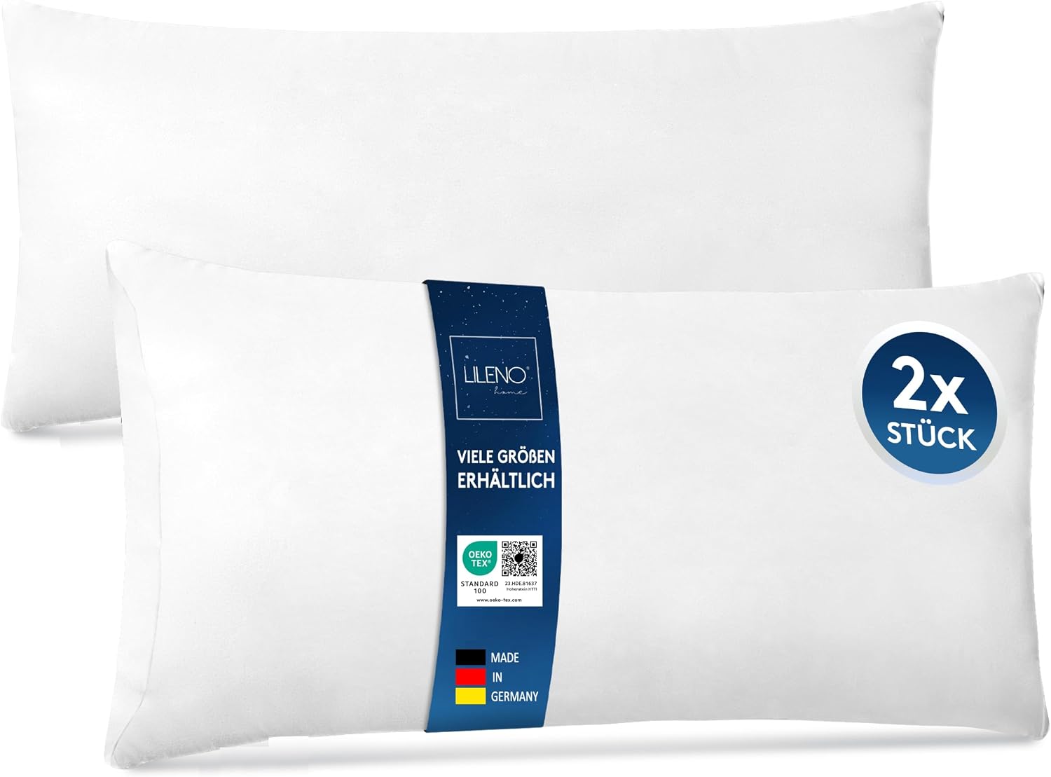 Detalle de LILENO HOME set van 2 kussenvullingen 40 x 80 cm, polyester, wasbaar op 40 °C