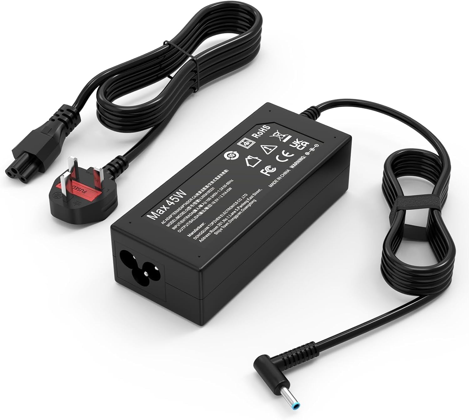 Detalle de MAXPOR 45W Laptop Charger for HP and More – 19.5V 2.31A, 4.5mm x 3.0mm Blue Tip