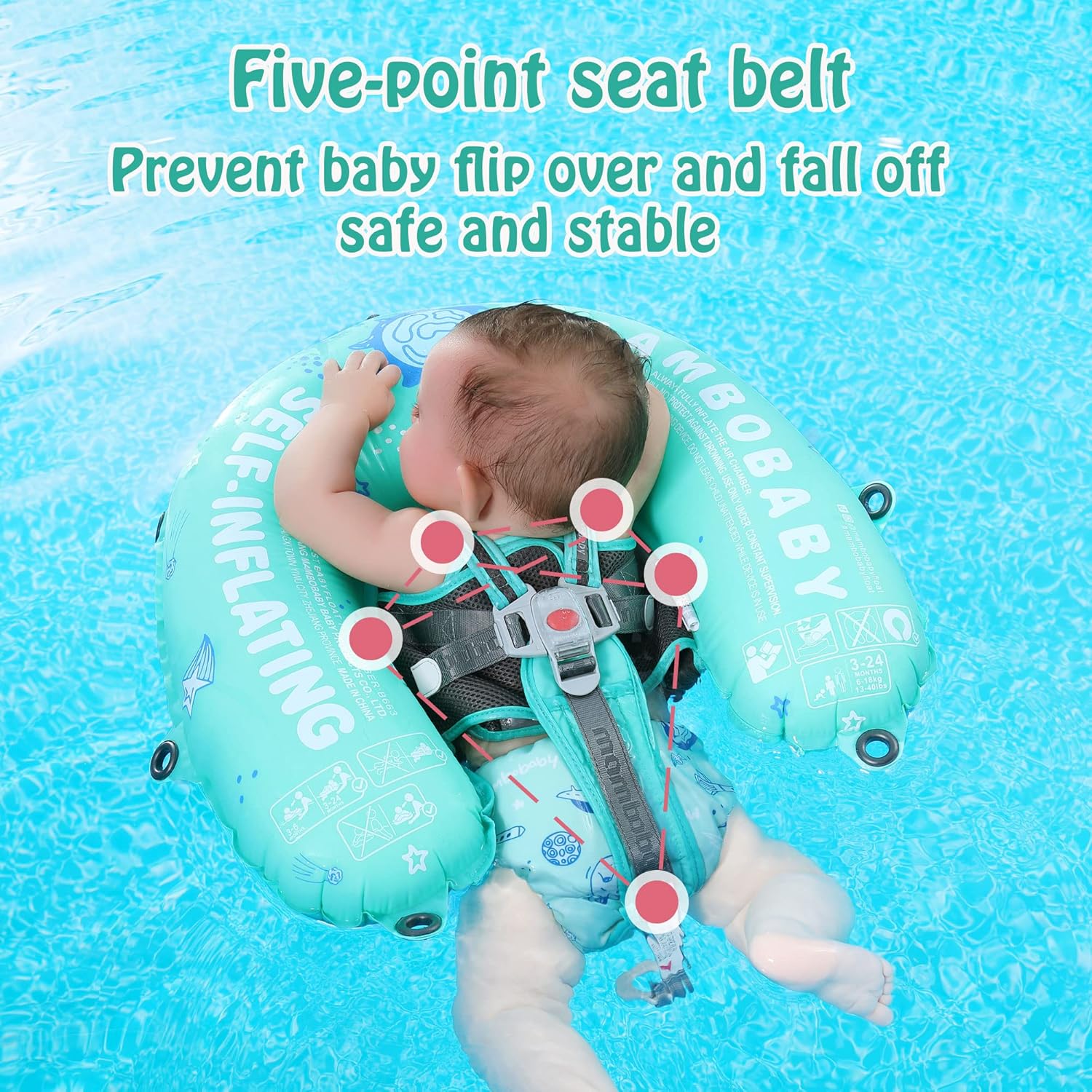 Thumbnail 3 de HECCEI Mambobaby Baby Pool Floats Hammock with Canopy – Portable Self-Inflating Water Hammock for Baby (UPF50+)