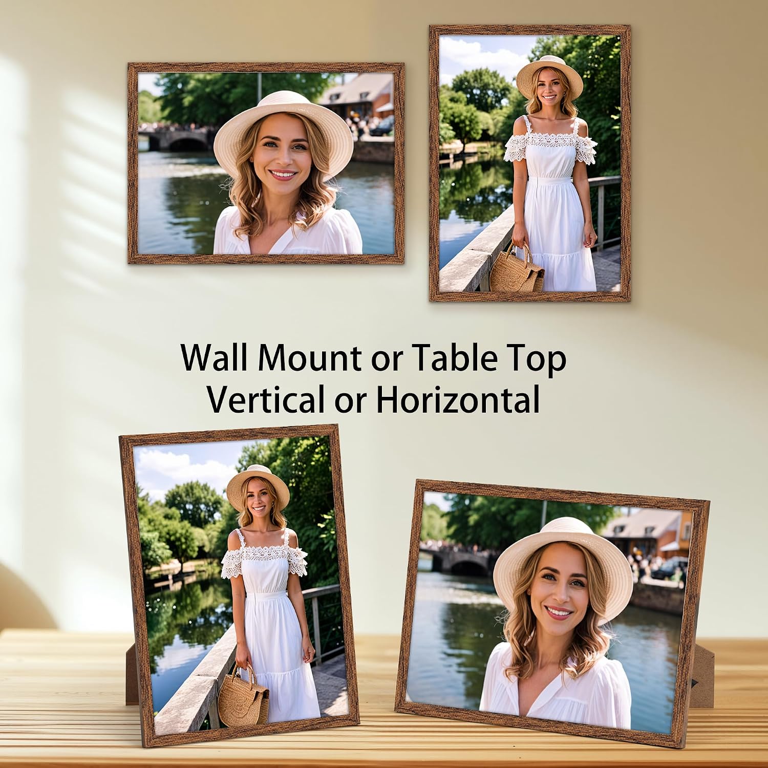 Detalle de Giftgarden Walnut Brown A4 Picture Frame – Versatile Wall or Desk Display for Certificates, Posters and Artwork (Single)