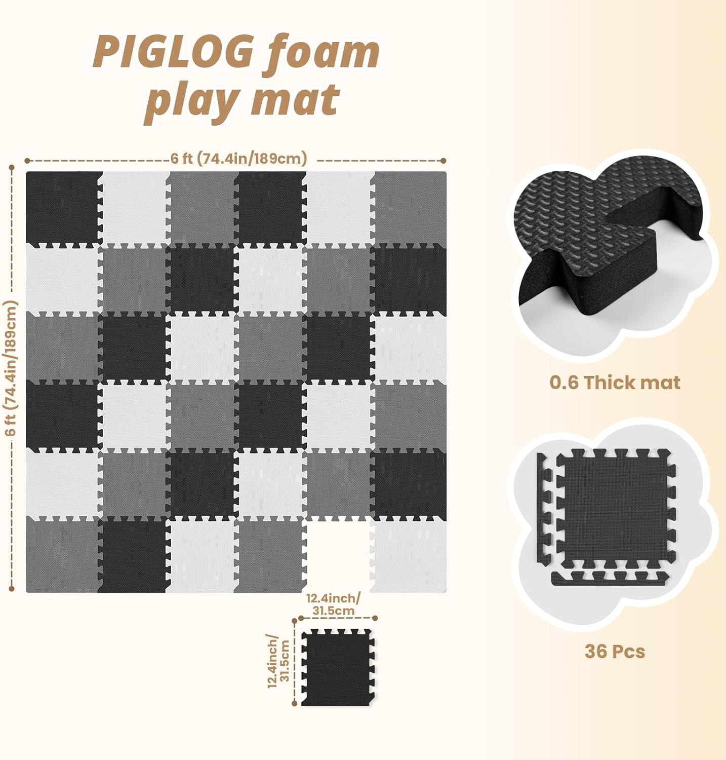 Thumbnail 2 de 36Pcs Baby Play Mat 11.8×11.8×0.6 in Crawling Rug